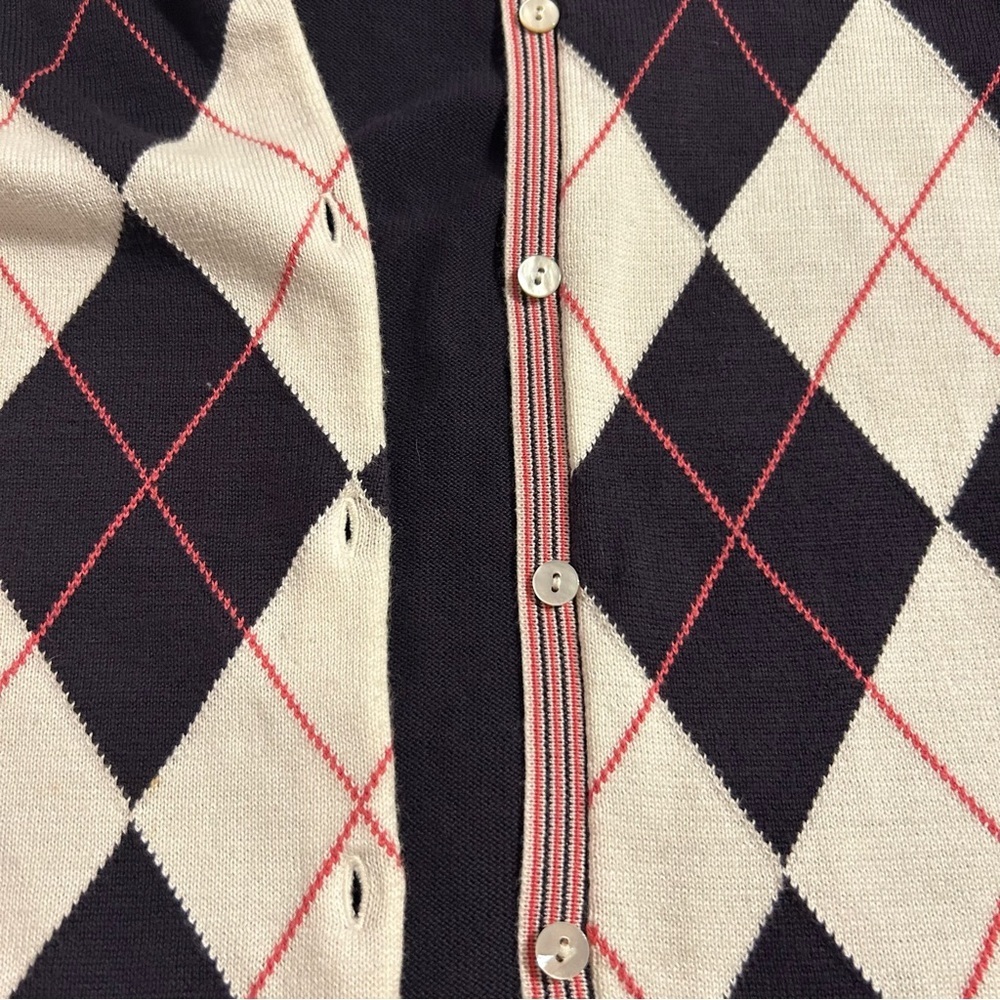 Lands' End Women’s Supima Cotton Argyle Cardigan Sweater Sz Large - Picture 3 of 7
